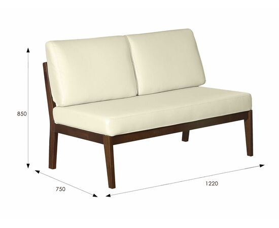 Диван-скамья Массив мягкая экокожа крем, каркас орех, изображение 5 | Интернет магазин мебели и декора LifeDekor