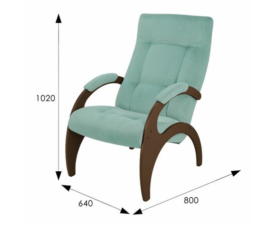 Кресло для отдыха Пири, ткань мята, каркас орех, изображение 2 | Интернет магазин мебели и декора LifeDekor