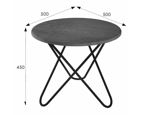 Стол журнальный BeautyStyle 20 серый бетон/черный, изображение 4 | Интернет магазин мебели и декора LifeDekor