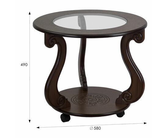 Стол журнальный Грация (С) на колесах темно-коричневый, изображение 8 | Интернет магазин мебели и декора LifeDekor