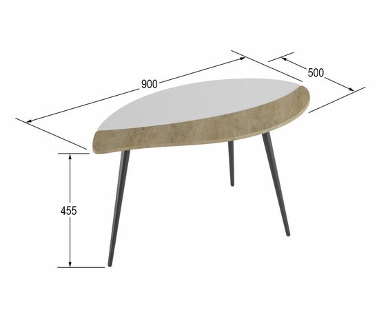 Стол журнальный Лайм дуб сонома/белый/чёрный, изображение 2 | Интернет магазин мебели и декора LifeDekor