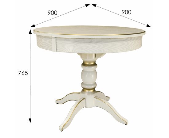 Стол обеденный Фидея 4 раздвижной слоновая кость/золото 90/130*90, изображение 3 | Интернет магазин мебели и декора LifeDekor