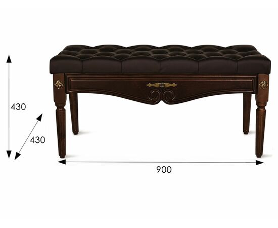Банкетка Сильвия экокожа корич./темно-корич., изображение 2 | Интернет магазин мебели и декора LifeDekor