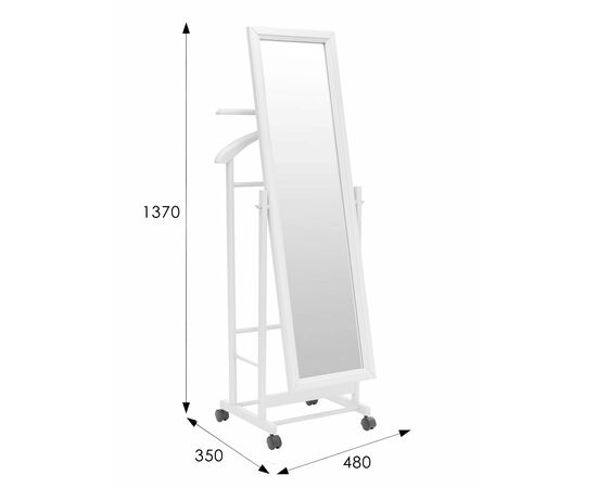 Вешалка костюмная с зеркалом на колесах В 24Н белый, изображение 6 | Интернет магазин мебели и декора LifeDekor