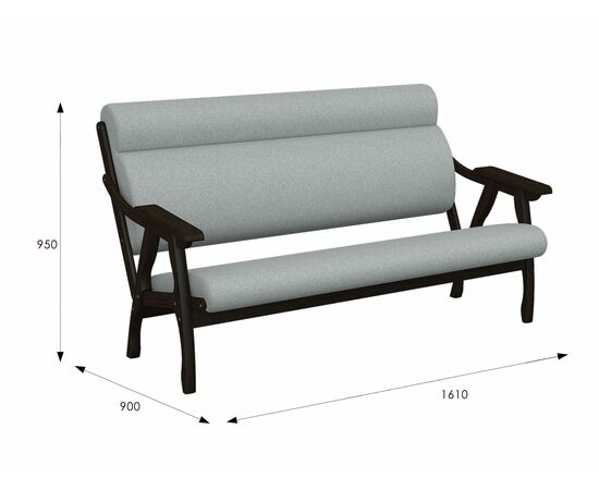 Диван Вега 10 ткань серый, каркас венге, изображение 6 | Интернет магазин мебели и декора LifeDekor