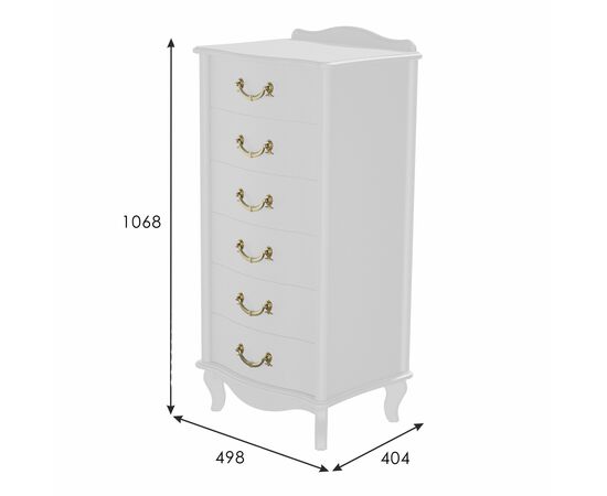Комод Джульетта узкий 6 ящ., молочный дуб Л, изображение 2 | Интернет магазин мебели и декора LifeDekor