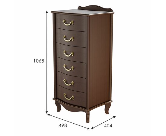 Комод Джульетта узкий 6 ящ., орех Л, изображение 2 | Интернет магазин мебели и декора LifeDekor