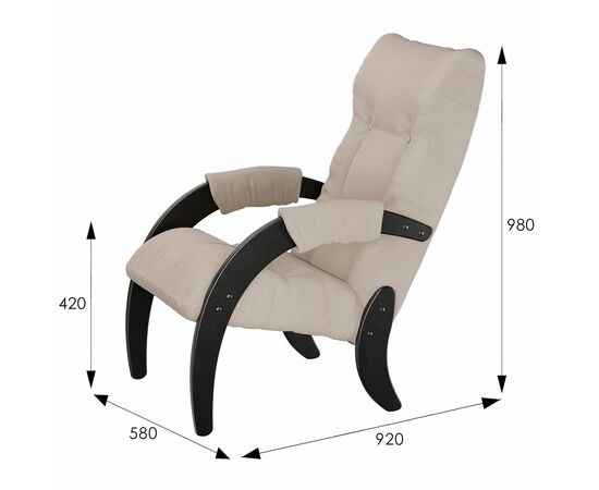 Кресло для отдыха Модель 61 Ткань ультра санд, каркас венге, изображение 2 | Интернет магазин мебели и декора LifeDekor