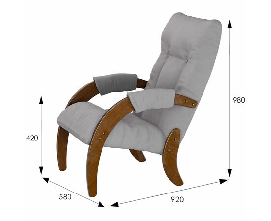 Кресло для отдыха Модель 61 Ткань ультра смок, каркас орех антик, изображение 2 | Интернет магазин мебели и декора LifeDekor