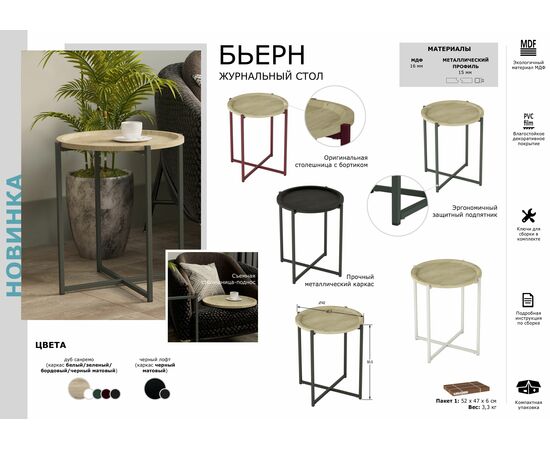 Стол журнальный Бьерн черный лофт/черный, изображение 7 | Интернет магазин мебели и декора LifeDekor