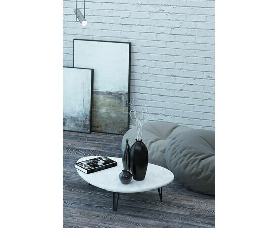 Стол журнальный Дадли белый бетон/чёрный, изображение 2 | Интернет магазин мебели и декора LifeDekor