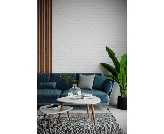 Стол журнальный Стилгрей белый/дуб светлый, изображение 2 | Интернет магазин мебели и декора LifeDekor