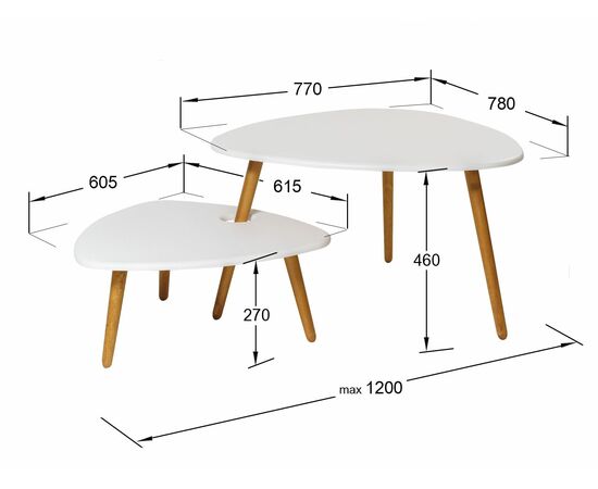 Стол журнальный Стилгрей белый/дуб светлый, изображение 4 | Интернет магазин мебели и декора LifeDekor