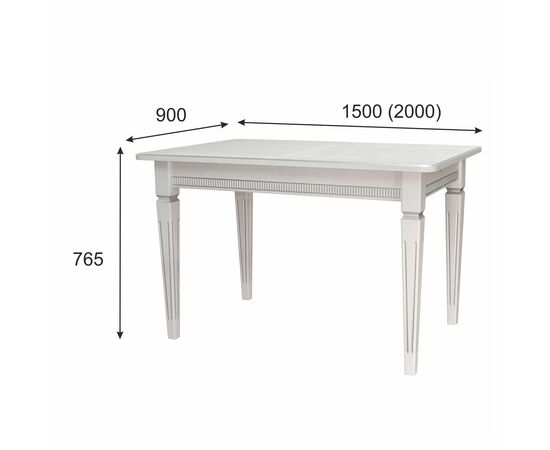 Стол обеденный Васко В 87Н белый/серебро 150/200*90, изображение 2 | Интернет магазин мебели и декора LifeDekor