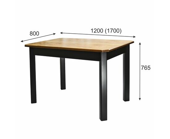 Стол обеденный Мариус М 80 дуб/чёрный 120/170*80, изображение 2 | Интернет магазин мебели и декора LifeDekor