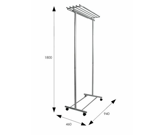 Вешалка напольная на колесах М 9 металлик, изображение 2 | Интернет магазин мебели и декора LifeDekor