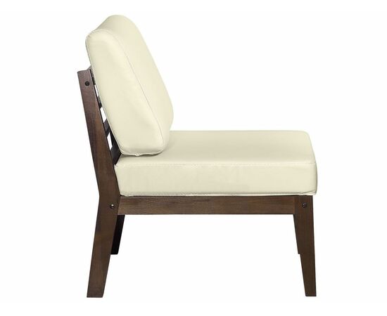 Кресло Массив мягкое экокожа крем, каркас орех, изображение 2 | Интернет магазин мебели и декора LifeDekor