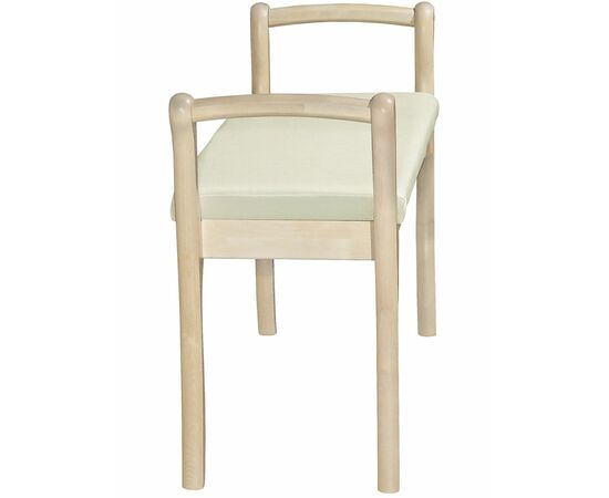 Скамья для прихожей с подлокотниками мягкая, экокожа крем, каркас лак, изображение 2 | Интернет магазин мебели и декора LifeDekor