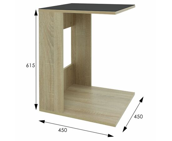 Стол журнальный BeautyStyle 3 сонома/стекло черное, изображение 7 | Интернет магазин мебели и декора LifeDekor