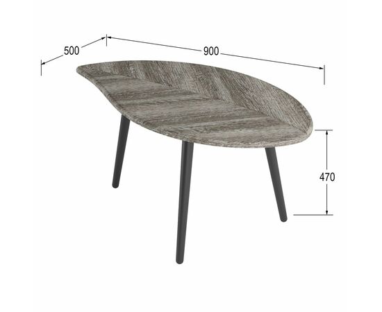 Стол журнальный Берли (12 мм) дуб графит/чёрный, изображение 2 | Интернет магазин мебели и декора LifeDekor