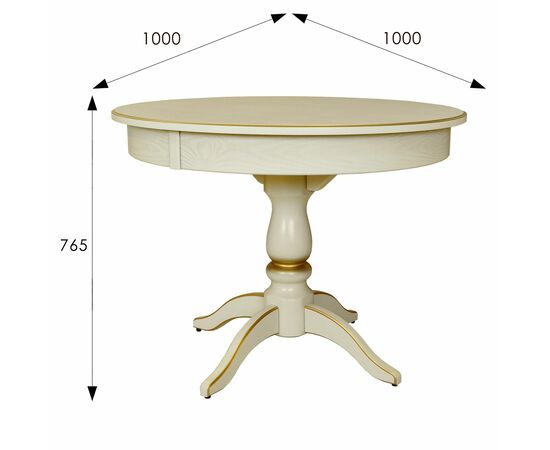 Стол обеденный Моро 04 раздвижной слоновая кость/золото 100/140*100, изображение 3 | Интернет магазин мебели и декора LifeDekor