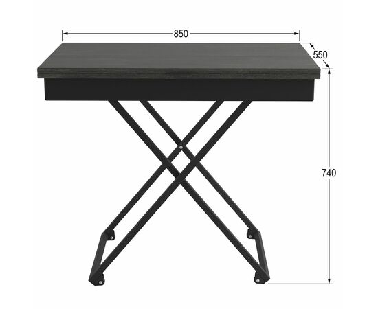 Стол универсальный трансформируемый АНДРЭ Loft ЛДСП интра/чёрный, изображение 5 | Интернет магазин мебели и декора LifeDekor