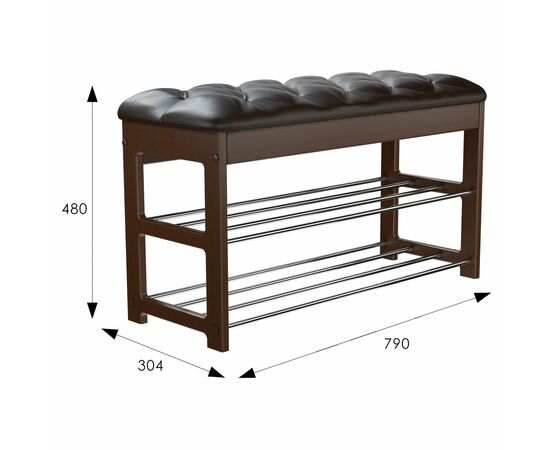 Банкетка Грейс орех, к/з Ева 1, каретная стяжка Л, изображение 2 | Интернет магазин мебели и декора LifeDekor