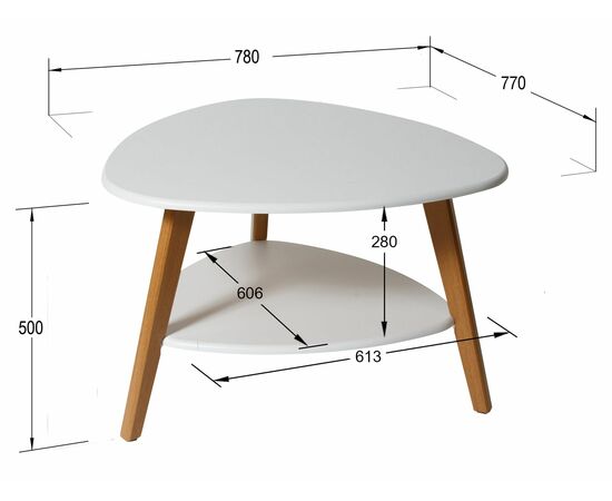 Стол журнальный Бруклин белый/дуб светлый, изображение 6 | Интернет магазин мебели и декора LifeDekor