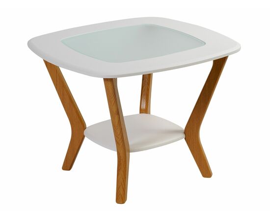 Стол журнальный Мельбурн со стеклом белый/дуб светлый, изображение 2 | Интернет магазин мебели и декора LifeDekor
