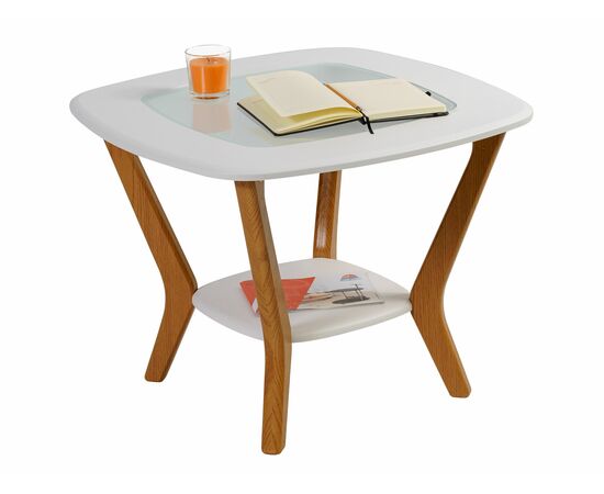 Стол журнальный Мельбурн со стеклом белый/дуб светлый, изображение 4 | Интернет магазин мебели и декора LifeDekor