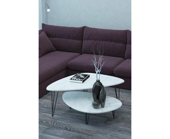 Стол журнальный Престон белый бетон/черный, изображение 3 | Интернет магазин мебели и декора LifeDekor