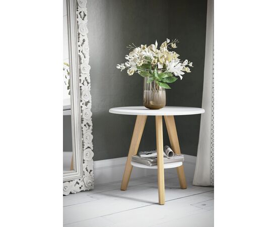 Стол журнальный ХОГ белый/дуб светлый, изображение 4 | Интернет магазин мебели и декора LifeDekor