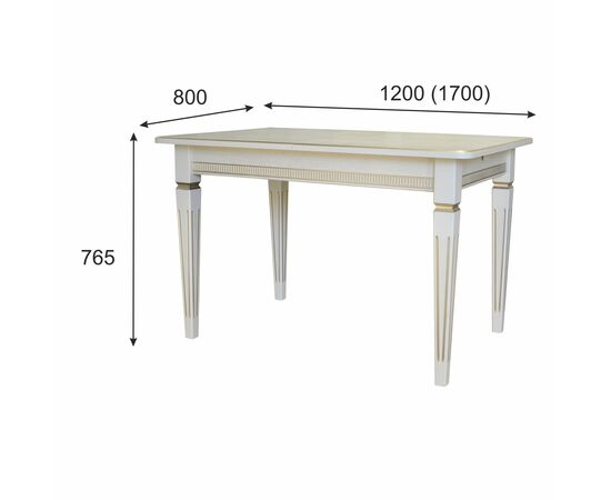 Стол обеденный Васко В 86Н слоновая кость/золото 120/170*80, изображение 2 | Интернет магазин мебели и декора LifeDekor