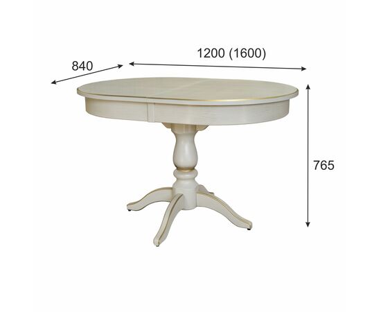 Стол обеденный Тарун 4 раздвижной слоновая кость/золото 120/160*84, изображение 2 | Интернет магазин мебели и декора LifeDekor