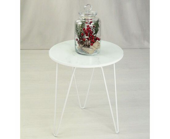 Столик журнальный SHT-CT27 белый муар/белый мрамор, изображение 9 | Интернет магазин мебели и декора LifeDekor