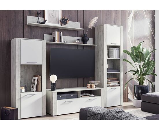 Стенка «Мирослава», МДФ Софт вайт/ Дуб Крафт Белый, изображение 3 | Интернет магазин мебели и декора LifeDekor