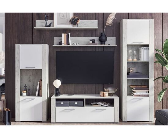 Стенка «Мирослава», МДФ Софт вайт/ Дуб Крафт Белый | Интернет магазин мебели и декора LifeDekor