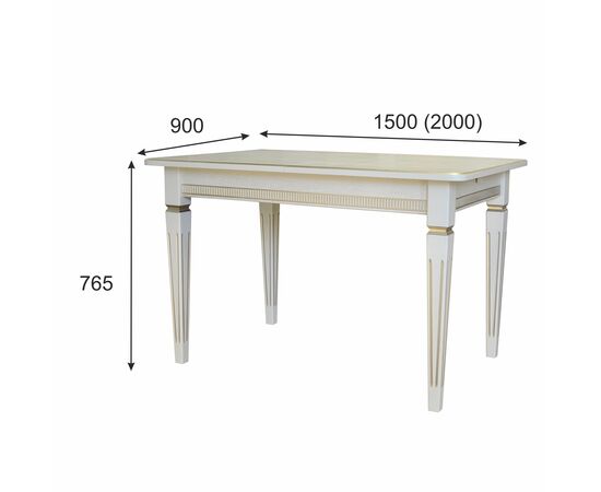 Стол обеденный Васко В 87Н слоновая кость/золото 150/200*90, изображение 2 | Интернет магазин мебели и декора LifeDekor