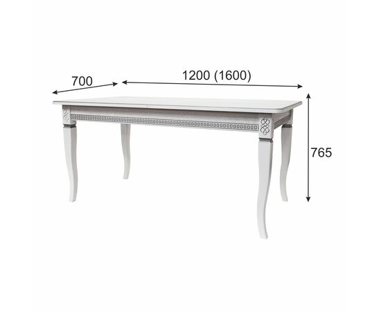Стол обеденный Фидея 3 белый/серебро 120/160*70, изображение 2 | Интернет магазин мебели и декора LifeDekor