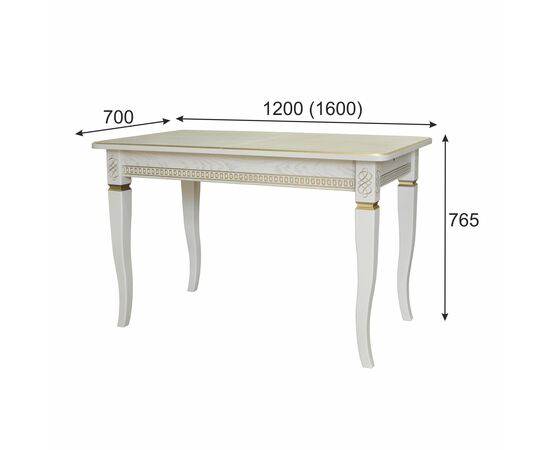 Стол обеденный Фидея 3 слоновая кость/золото 120/160*70, изображение 2 | Интернет магазин мебели и декора LifeDekor