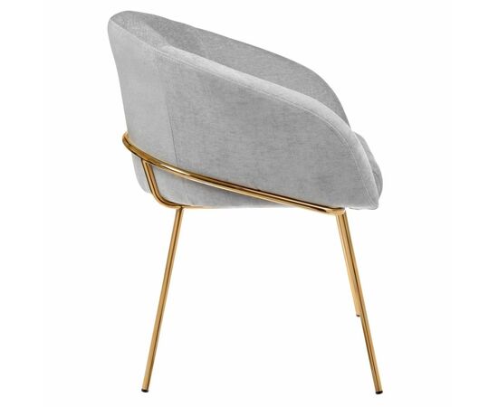 Стул-полукресло Martin серый шенилл, золотые ножки, изображение 3 | Интернет магазин мебели и декора LifeDekor