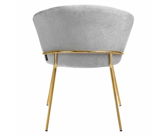 Стул-полукресло Martin серый шенилл, золотые ножки, изображение 4 | Интернет магазин мебели и декора LifeDekor