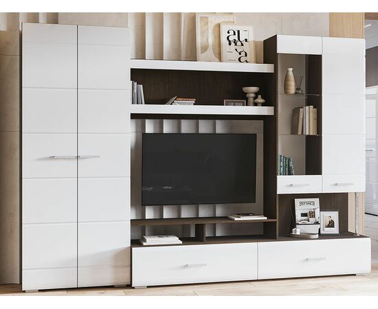 Стенка «Вегас», Белый глянец/венге, изображение 3 | Интернет магазин мебели и декора LifeDekor