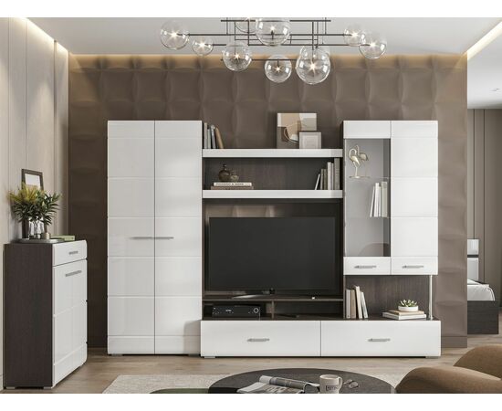 Стенка «Вегас», Белый глянец/венге, изображение 4 | Интернет магазин мебели и декора LifeDekor