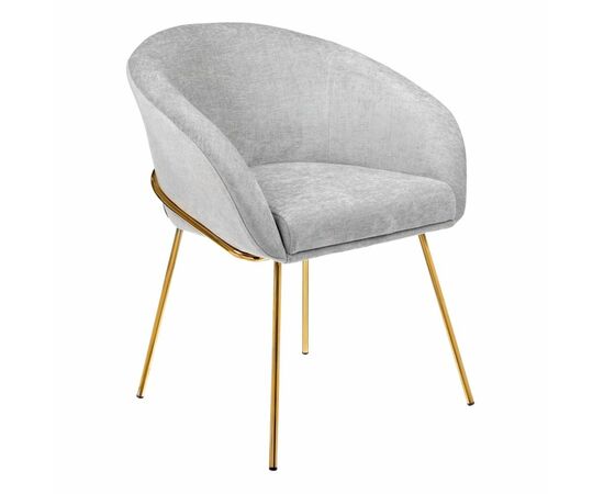 Стул-полукресло Martin серый шенилл, золотые ножки | Интернет магазин мебели и декора LifeDekor