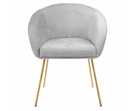 Стул-полукресло Martin серый шенилл, золотые ножки, изображение 2 | Интернет магазин мебели и декора LifeDekor