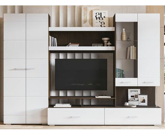 Стенка «Вегас», Белый глянец/венге | Интернет магазин мебели и декора LifeDekor