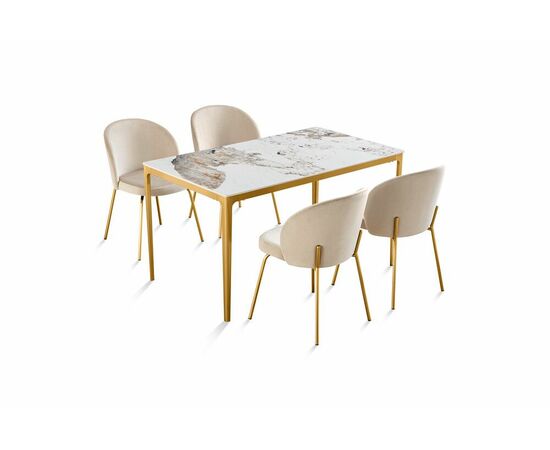 Стол обеденный Камео DT-3001B, 140х80х75 см, белый мрамор (Пандора), изображение 3 | Интернет магазин мебели и декора LifeDekor