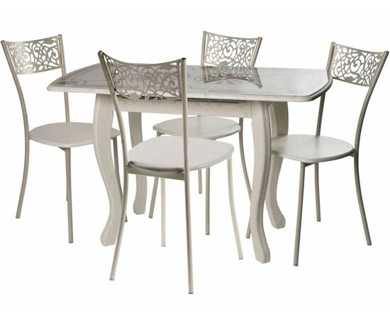 Обеденная группа (Стол Альба мини и 4 стула Эрго), МДФ патина 27, изображение 2 | Интернет магазин мебели и декора LifeDekor
