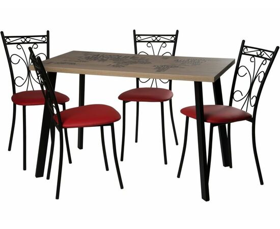 Обеденная группа (Стол Бремор и 4 стула Неаполь), Экотек красный, изображение 2 | Интернет магазин мебели и декора LifeDekor